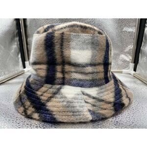 Bucket Hat Mens OS Beige Plaid Corduroy Reversible Fuzzy Winter Cap Unbranded